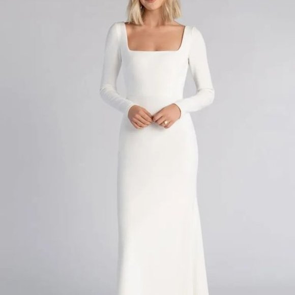 Jenny Yoo Dresses & Skirts - Jenny Yoo Sabel Wedding Gown Size 12 Crepe Long Sleeve